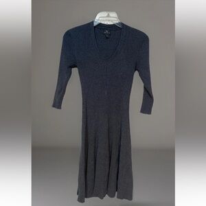 Worthington Dark Gray Black Sweater Dress with Flare Skirt Size Medium Stretch